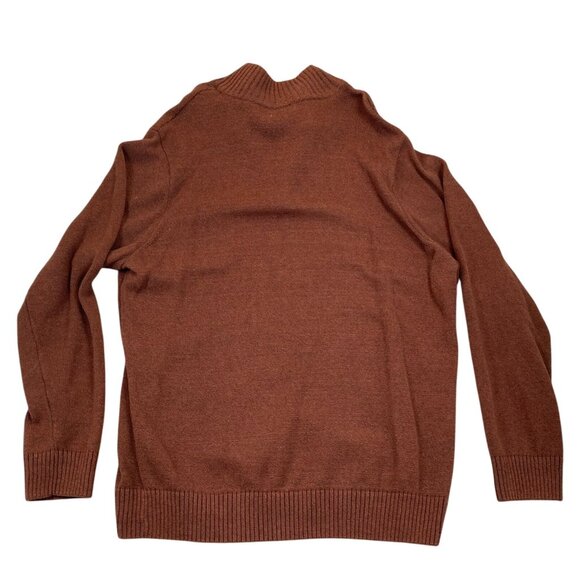 Dockers Mens Sweater Size XL Quarter-Zip Pullover Knit Long Sleeve Casual Brown - Picture 2 of 11